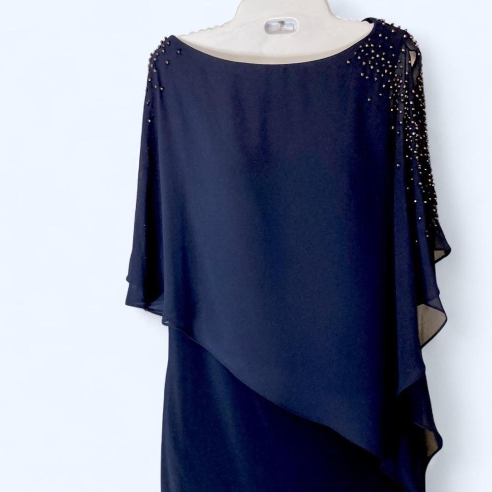 Xscape Navy Blue Dress with beaded slit sleeves #beaded #sleeves 10p